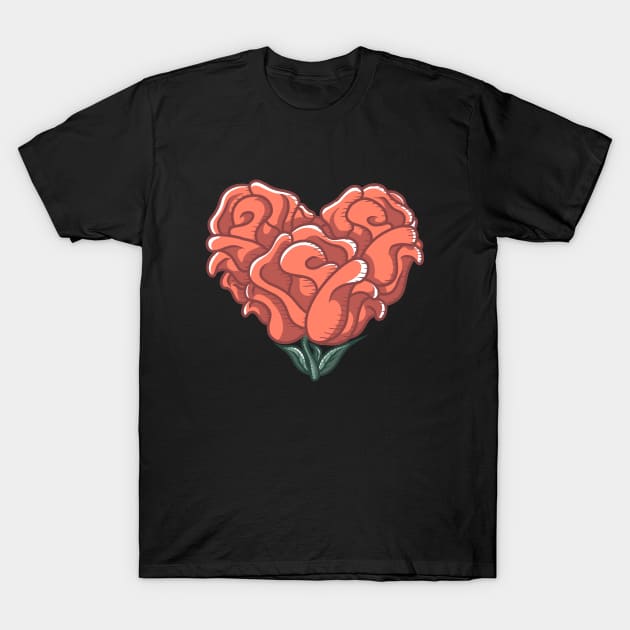 Heart and Roses T-Shirt by Reenmp